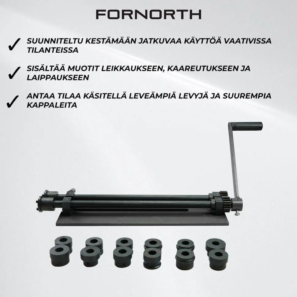 Sikkikone Fornorth, sis. muotit leikkaukseen, kaareutukseen ja laippaukseen, 460mm