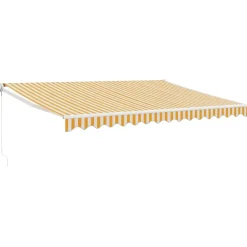 Sisäänkelattava markiisi keltainen/valkoinen 4,5x3 m kangas/alumiini