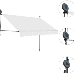 Sisäänkelattava markiisi ledillä 300 cm kerma