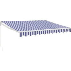 Sisäänkelattava markiisi sininen/valkoinen 3x2,5 m kangas/alumiini