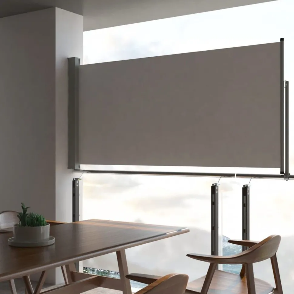 Sisäänvedettävä terassin sivumarkiisi 120 x 300 cm harmaa