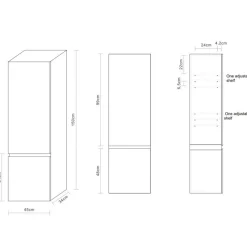 Sivukaappi Bathlife Eufori 450x1500x350mm musta