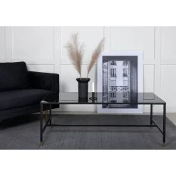 Sohvapöytä Venture Home Dipp, 130x60cm, musta/messinki