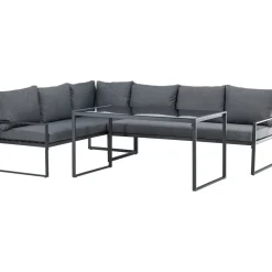 Sohvaryhmä Venture Home Zingaro, 5-istuttava kulmasohva + sohvapöytä, musta/harmaa