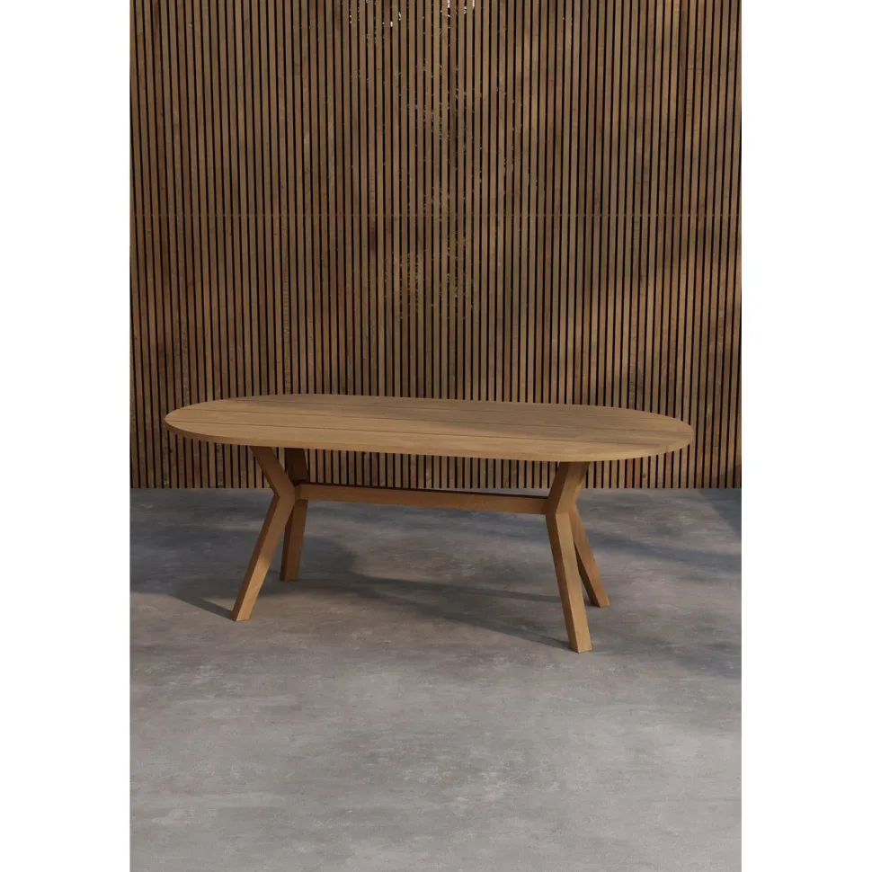Soikea ruokapöytä Venture Home Kenya, 200x100cm, luonnollinen tiikki
