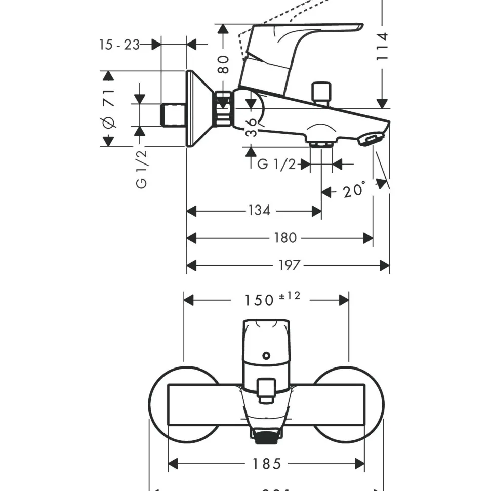 Suihkuhana Hansgrohe Focus juoksuputkella