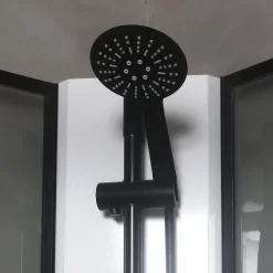 Suihkukaappi Bathlife Betrakta 800x800 mm pyöreä musta kehys valkoinen suihkuseinä