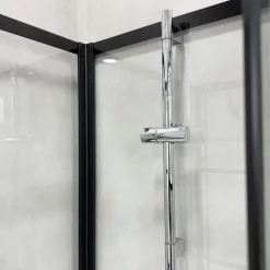 Suihkukaappi Bathlife Betrakta, 90x70cm, pyöreä, kirkas lasi, musta kehys