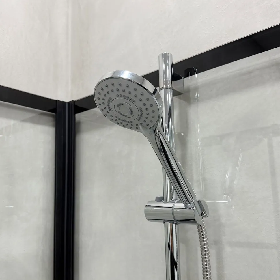 Suihkukaappi Bathlife Betrakta, 80x80cm, suora, kirkas lasi, musta kehys
