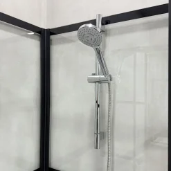 Suihkukaappi Bathlife Betrakta, 80x80cm, suora, kirkas lasi, musta kehys