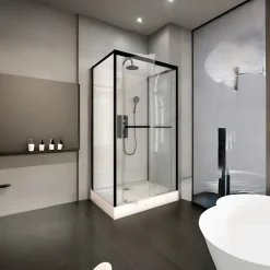 Suihkukaappi Harma Urban, 800x1100mm, musta, kirkas lasi