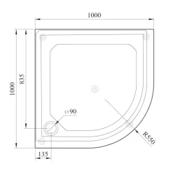 Suihkukulman allas Interia S0029-SET kivimassa 100x100cm valkoinen