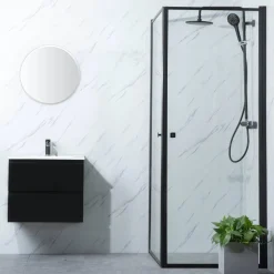 Suihkunurkka Bathlife Profil 1000x1000 mm kaksi ovea musta kehys