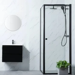 Suihkunurkka Bathlife Profil seinä 700 mm ovi 1000 mm musta kehys