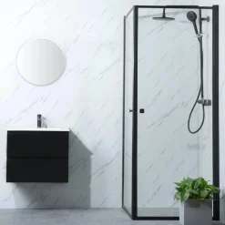 Suihkunurkka Bathlife Profil, 700-1000mm, kaksi ovea, musta, eri kokoja