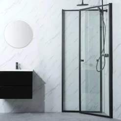 Suihkunurkka Bathlife Profil, 700-1000mm, kaksi ovea, musta, eri kokoja