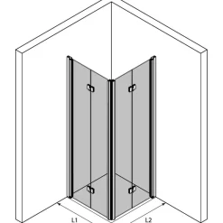 Suihkunurkka Hietakari Infinia 259 taittuvat ovet 90x90 cm harmaa profiili