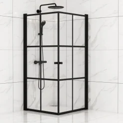 Suihkunurkka Sunwind Tiana Black, 900x900x1900mm, kaksi ovea, kirkas lasi, musta profiili