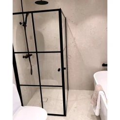 Suihkunurkka Sunwind Tiana Black, 900x900x1900mm, kaksi ovea, kirkas lasi, musta profiili