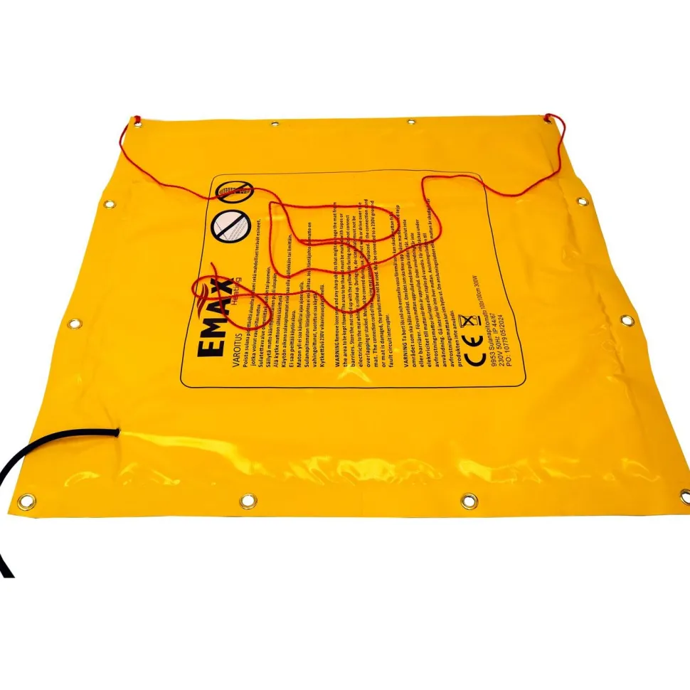 Sulanapitomatto Emax Heating 100x100cm 300W 230V pistotulpalla
