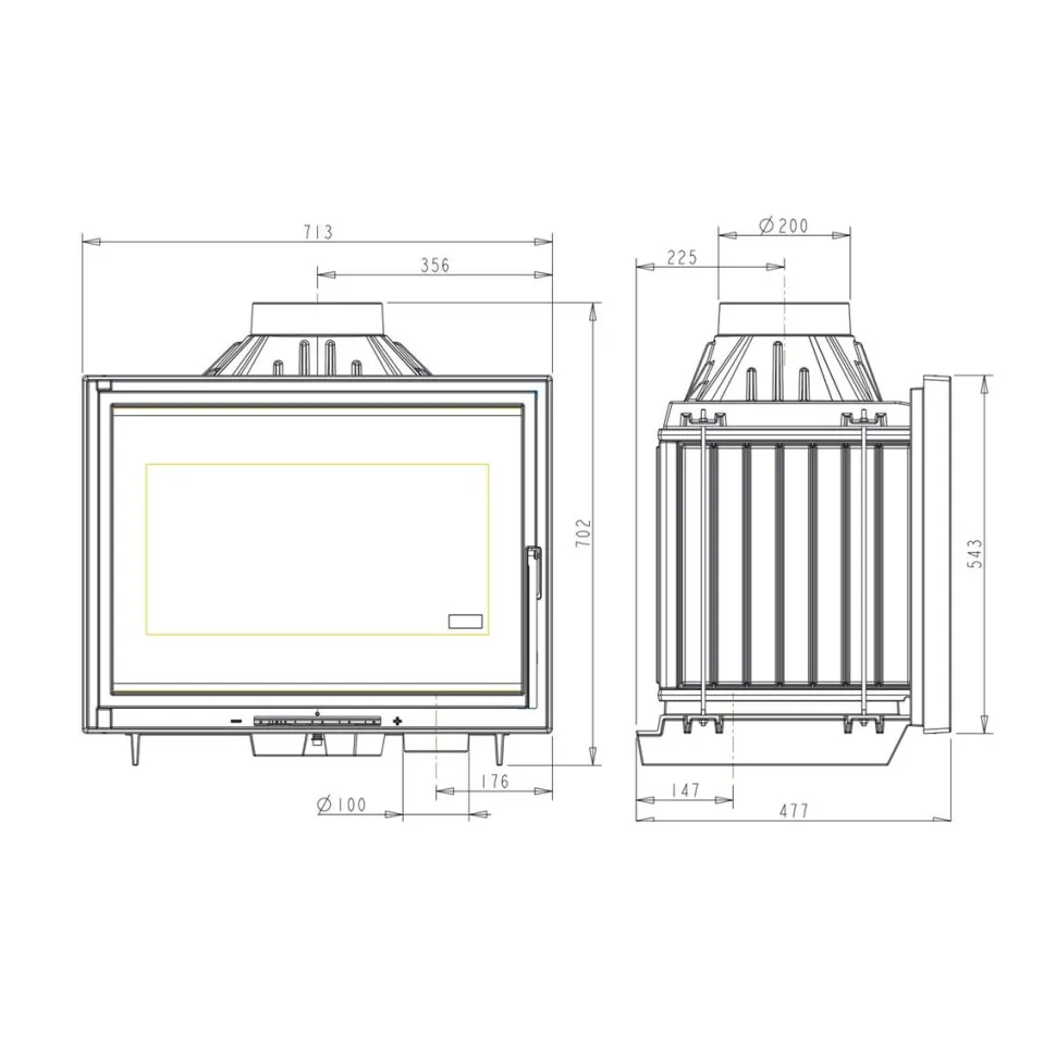 Takkasydän Invicta 700 Air control 9 kW 178 kg