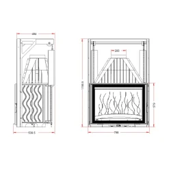 Takkasydän Invicta 800 Grande Angle hissiluukku 14 kW 202 kg