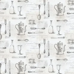 Tapetti Galerie Kitchen Elements KE29939, teksti, harmaa