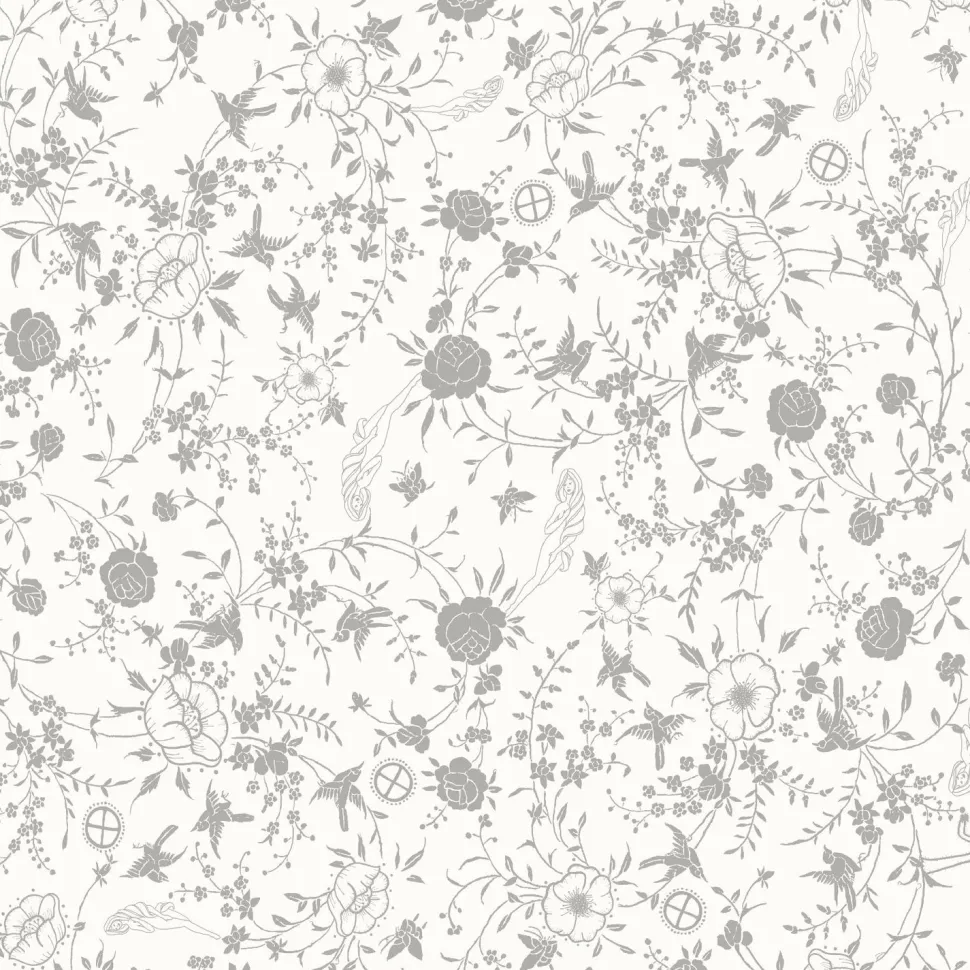 Tapetti Sandudd Ivana Helsinki Joshua Tree 5249-2, non-woven, maalaisromanttinen, valkoinen/harmaa