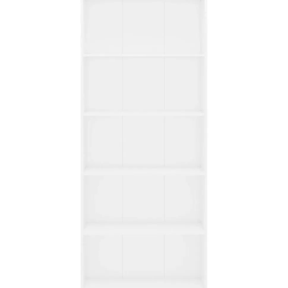 5-tasoinen kirjahylly valkoinen 80x30x189 cm lastulevy