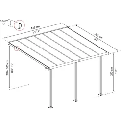 Terassikatos Palram-Canopia Olympia 3x4,25 m harmaa/kirkas