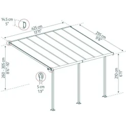Terassikatos Palram-Canopia Olympia 3x4,25 m harmaa/pronssi