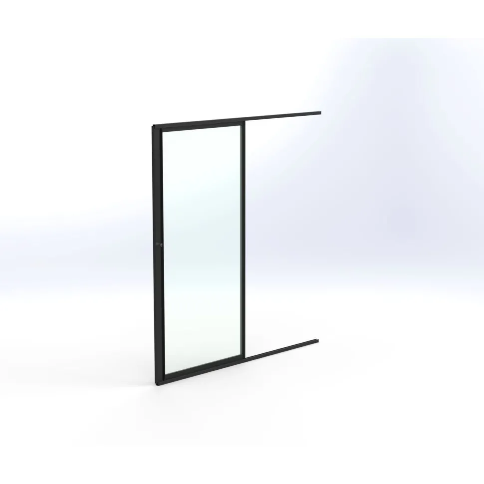 Terassin lasiliukuovi Keraplast 1-os. 2100x915mm, kirkas/musta, sisäpuolinen nuppilukitus