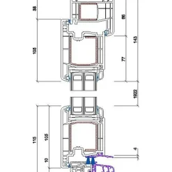 Terassin liukuovi Seicom Portal PSK 200Z A 3K, PVC, 2-osainen, 3-lasinen mittatilausovi
