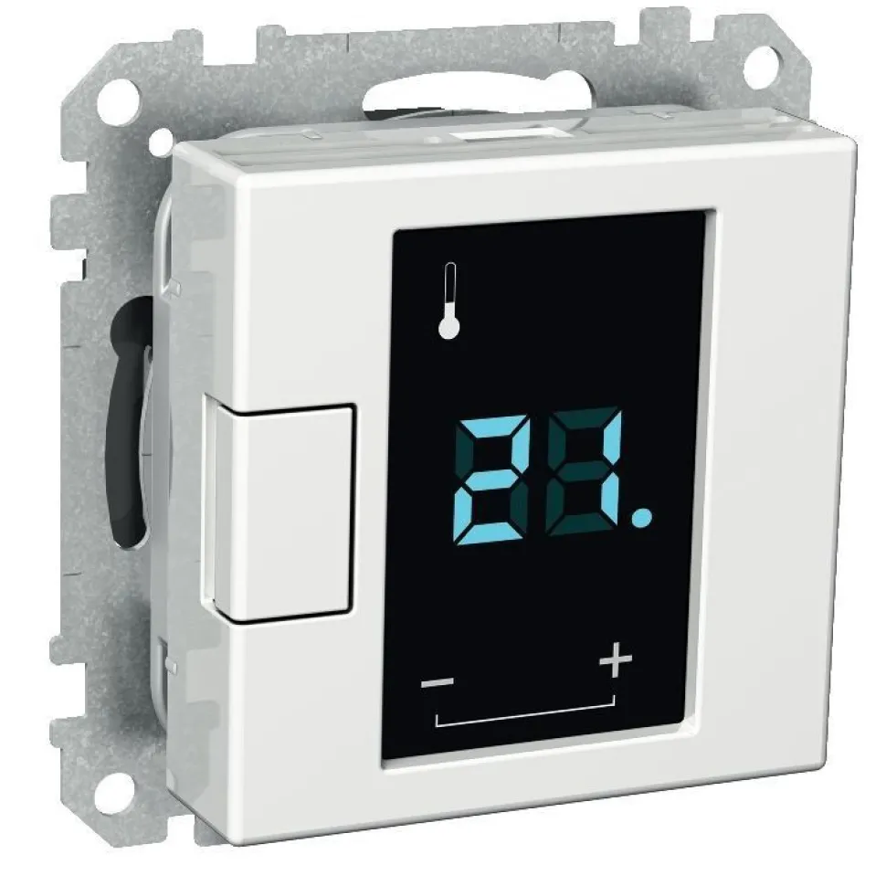 Termostaatti kosketusnäytöllä 5/50 16A 230VAC IP20 USE valkoinen Exxact