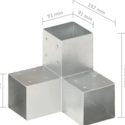 Tolppaliitin Y-muoto galvanoitu metalli 91x91mm