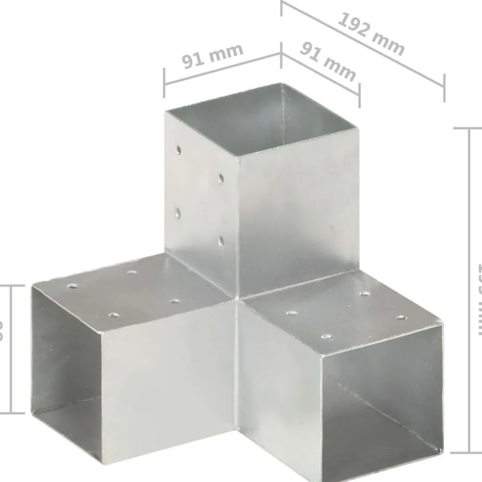 Tolppaliitin Y-muoto galvanoitu metalli 91x91mm
