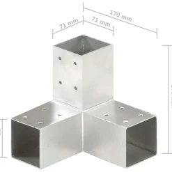 Tolppaliitin Y-muoto galvanoitu metalli 71x71mm