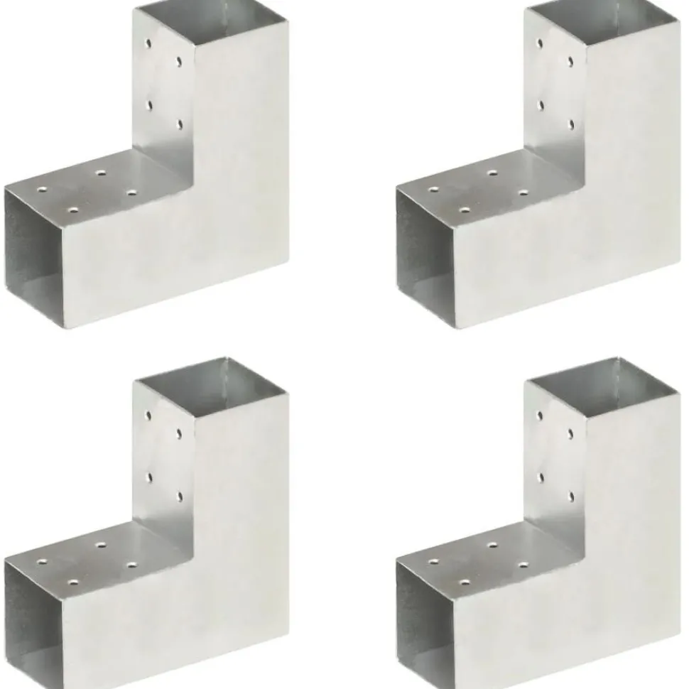 Tolppaliittimet 4kpl L-muoto galvanoitu metalli 71x71mm