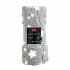 Torkkupeitto Home4You NIGHT LIGHT 150x200 cm, tähdet, harmaa