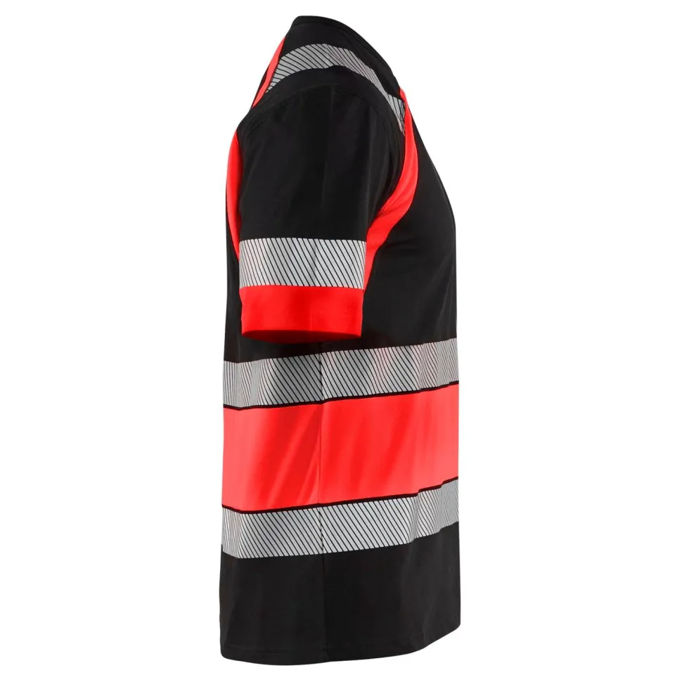 T-paita Blåkläder 3421 Highvis musta/huomiopunainen