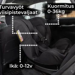 Turvaistuin & turvakaukalo Kikid Black Edition Isofix 0-36kg musta