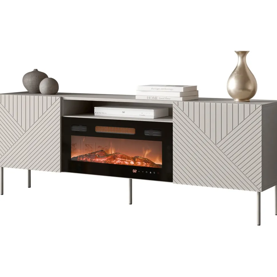 TV-taso + takka Nomla Art Deco 190 EF II, beige/musta