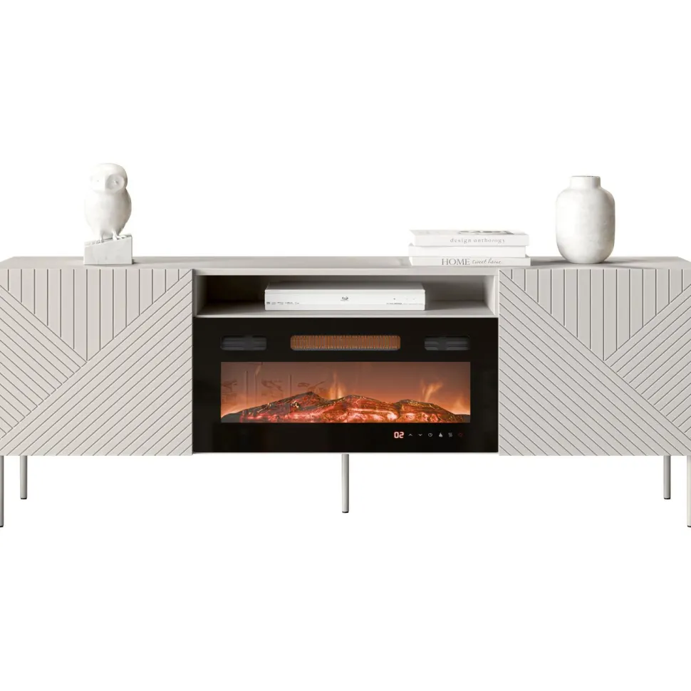 TV-taso + takka Nomla Art Deco 190 EF II, beige/musta