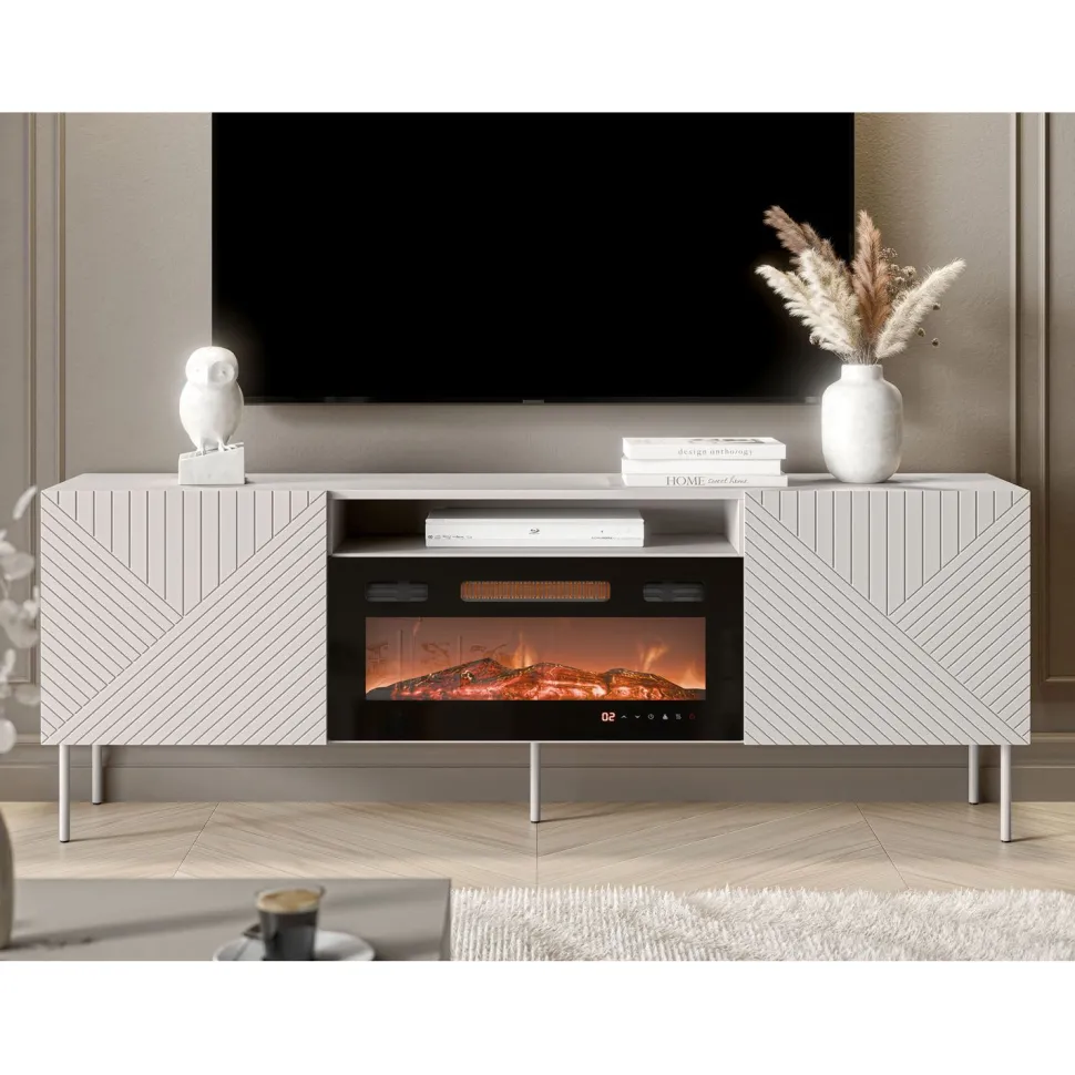 TV-taso + takka Nomla Art Deco 190 EF II, beige/musta