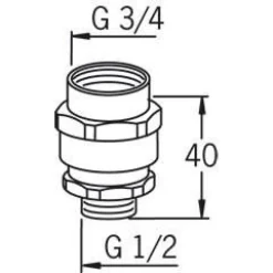 Tyhjöventtiili Oras 261033 G3/4 sk x G1/2 uk kromi