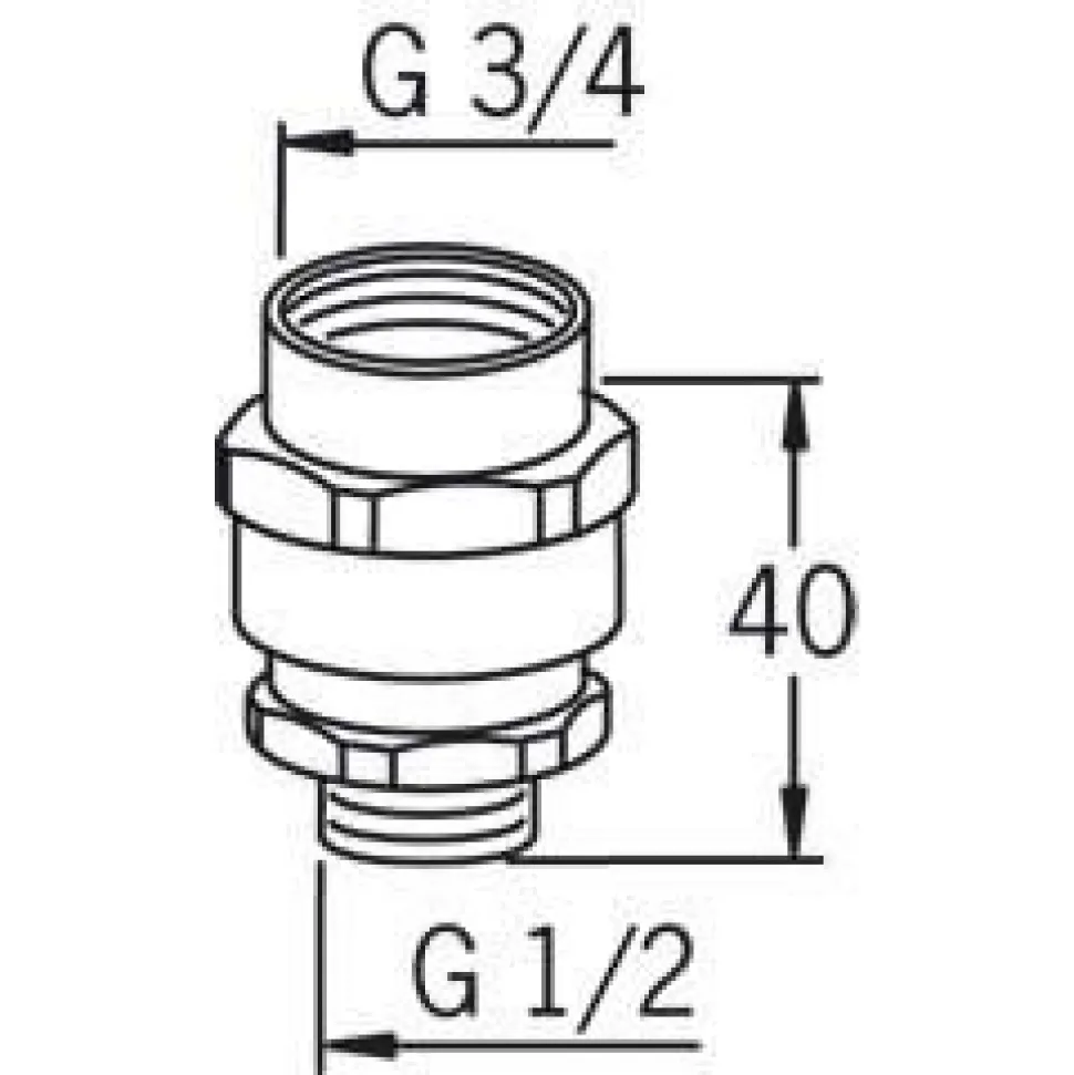 Tyhjöventtiili Oras 261033 G3/4 sk x G1/2 uk kromi