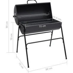 Tynnyrigrilli 2 grilliritilällä 80x95x90 cm teräs musta