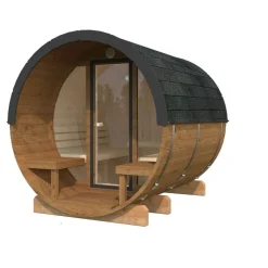Tynnyrisauna Palmako Anita 1,3+0,7 m², ikkunoilla