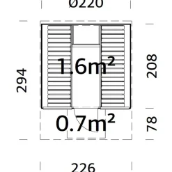 Tynnyrisauna Palmako Anita 1,6+0,7 m², ikkunoilla