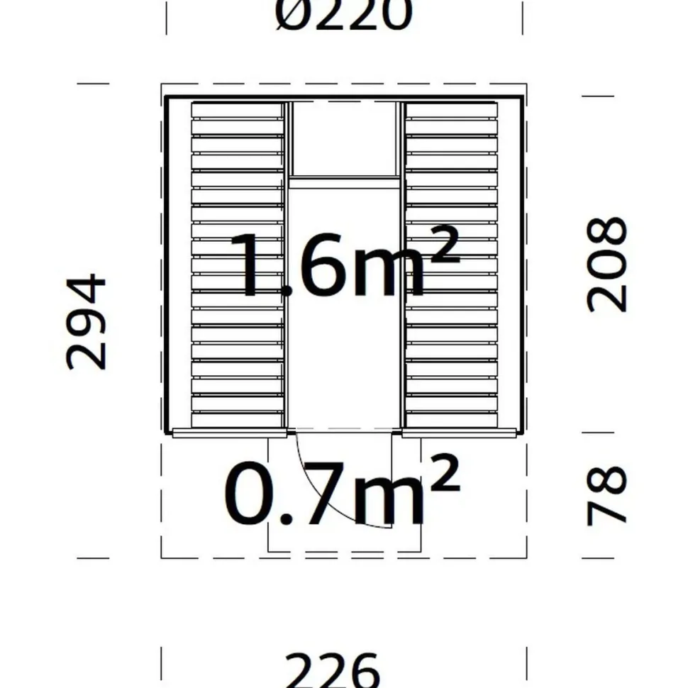 Tynnyrisauna Palmako Anita 1,6+0,7 m², ikkunoilla